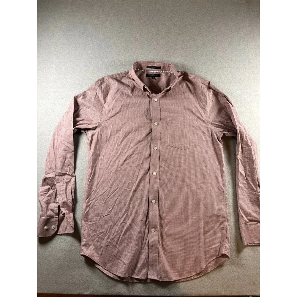 M Banan Republic No Iron cotton slim fit cranberry houndstooth